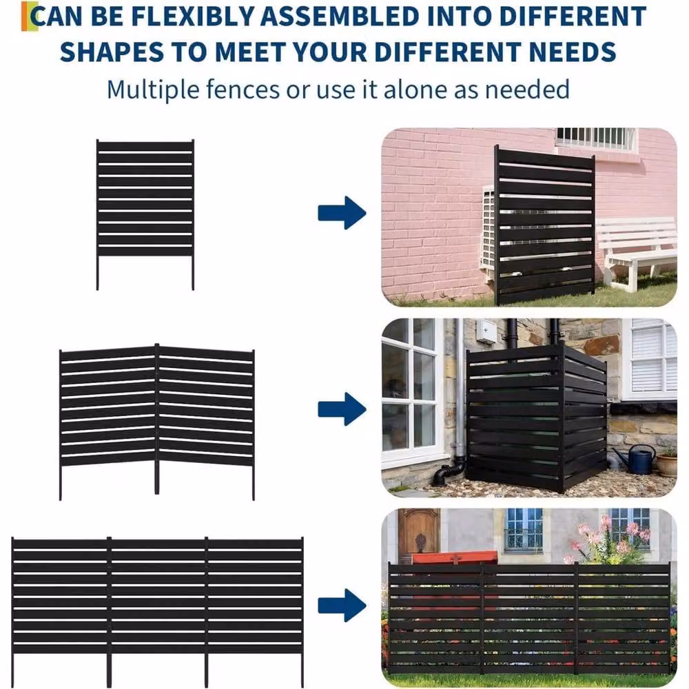 VOGREX 2 Panel Freestanding Garden Privacy Screen Paravent, Black, H: 106.68 cm x W: 96.52 cm – 3