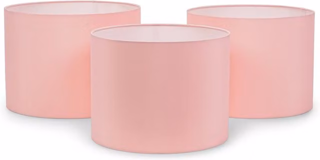 ValueLights Torbery Set of 3 Modern Fabric Cylinder Nesting Ceiling Light Shades and Bulbs in Pink and Grey