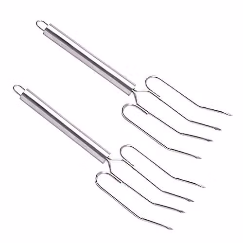 MasterClass Stainless Steel Meat Lifting Forks, Set of 2, Silver – 1