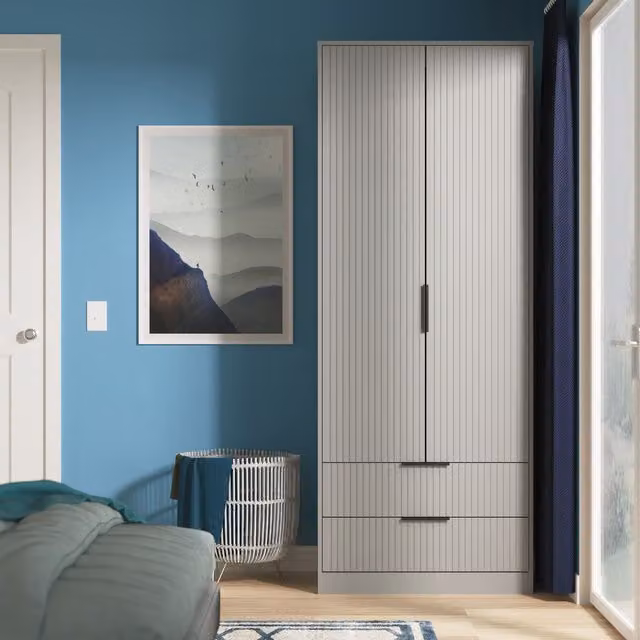Ready Assembled 2 U Menai 2 Door 2 Drawer Wardrobe in Dark Grey