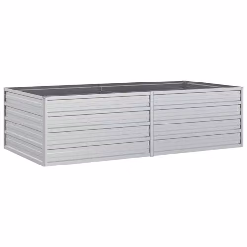 vidaXL Galvanised Steel Raised Garden Bed in Silver, W: 160 cm, D: 80 cm, H: 45 cm