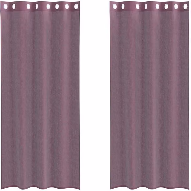 Berkfield Home Purple Voile Fabric Panel Curtains with Eyelets, 2 Pack, W: 140 cm, H: 245 cm