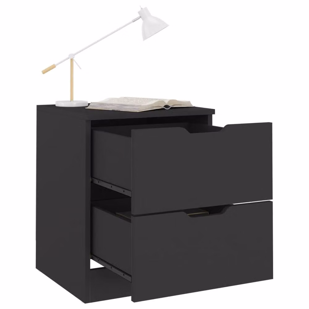 Berkfield Home Set of 2 Modern Black Bedside Cabinets in Engineered Wood W/D/H: 40 x 40 x 50 cm – 5