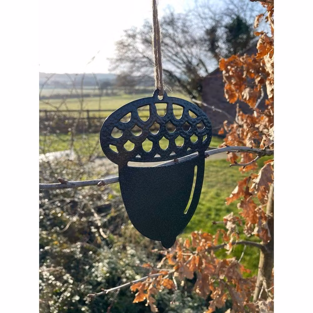 Poppyforge Small Hanging Metal Acorn Pendants, Pack of 3, Black, W: 10 cm, H: 8 cm – 3