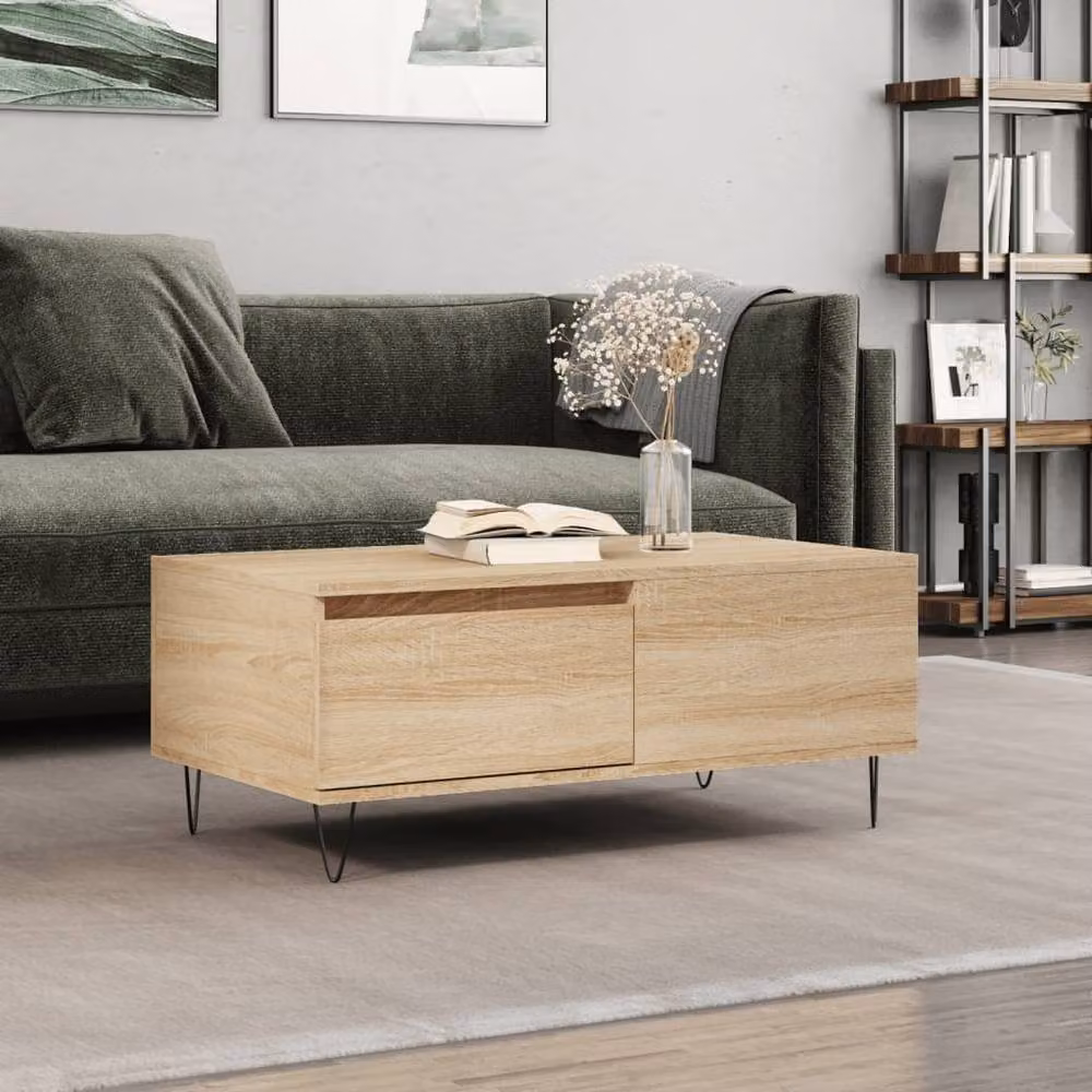 Berkfield Home Modern Rectangular Coffee Table in Sonoma Oak, W/D/H: 90 x 50 x 36.5 cm – 2