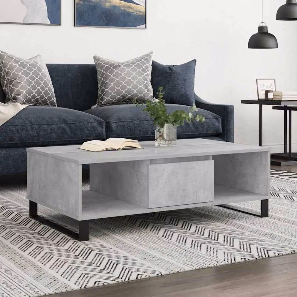 Berkfield Home Concrete Grey Industrial Coffee Table, W/D/H: 104 x 60 x 35 cm – 2