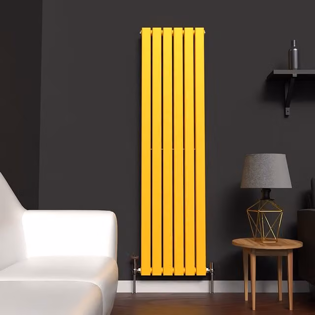 Lux Heat Flat Coloured Vertical Radiator in Sunflower Yellow, H: 160 cm, W: 42 cm