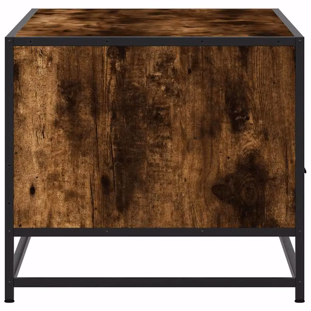 Berkfield Home Industrial Coffee Table in Smoked Oak and Brown, W/D/H: 100 x 50 x 45 cm – 4