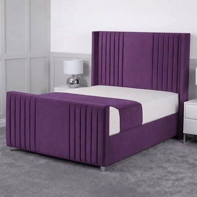 Living Comfort Bedz Emilia Purple Velvet Upholstered Gas Lift Storage Single Bed