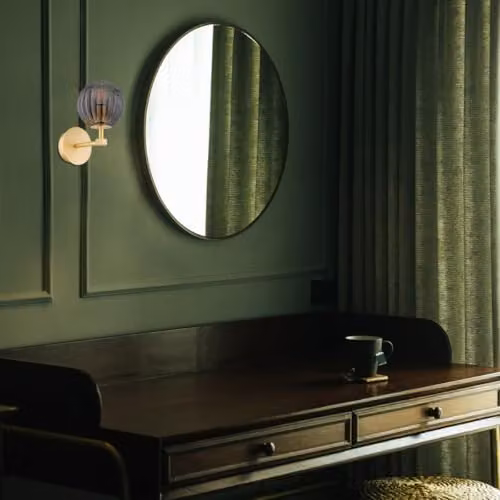Argon Paloma Smoky Grey Fluted Glass Wall Lamp with Brushed Brass Finish – 2