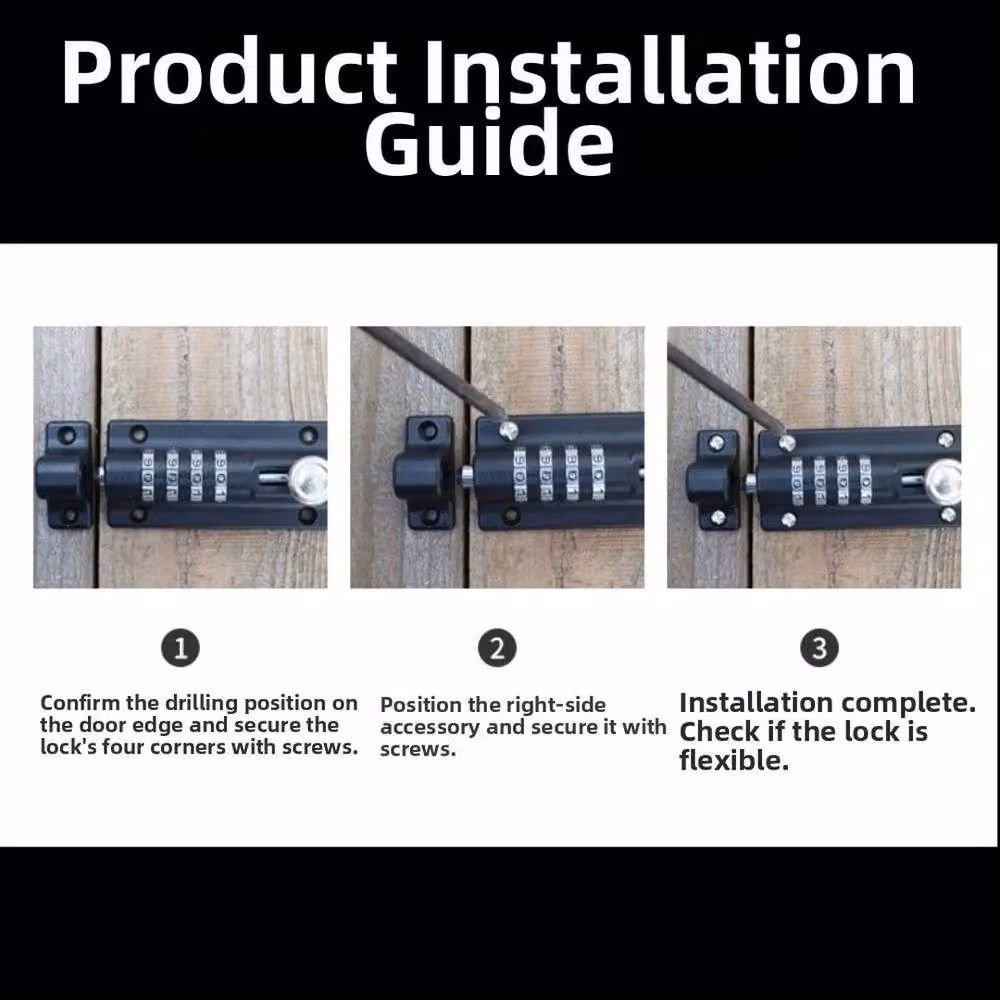 FLAVORA Black Stainless Steel 4-Digit Combination Bolt Lock – 5