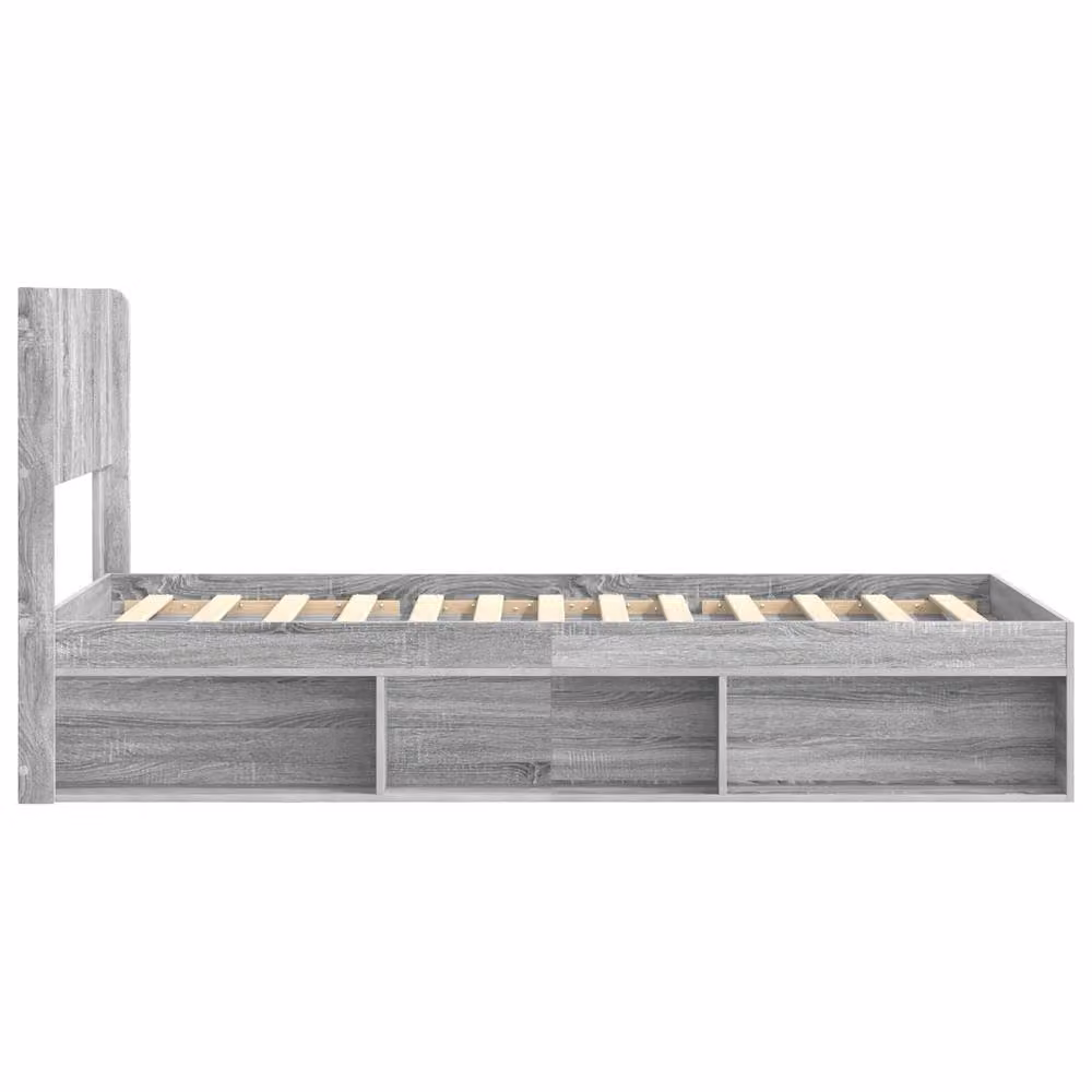 Berkfield Home Grey Sonoma Bed Frame with Headboard and Side Compartment Storage W/D/H: 100 x 200 cm – 2