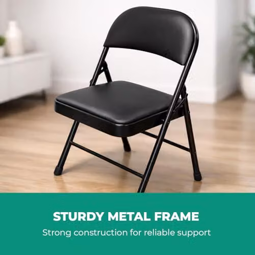 Royalford Heavy Duty Folding Padded Chair with Metal Frame in Black – 5