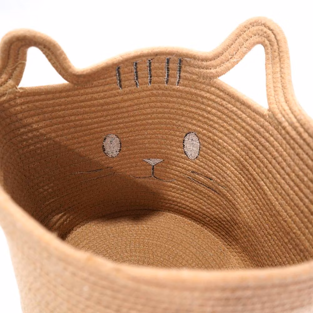 Voltico Large Foldable Cotton Animal Storage Basket in Brown/Sand, W/D/H: 30 x 30 x 30 cm – 3