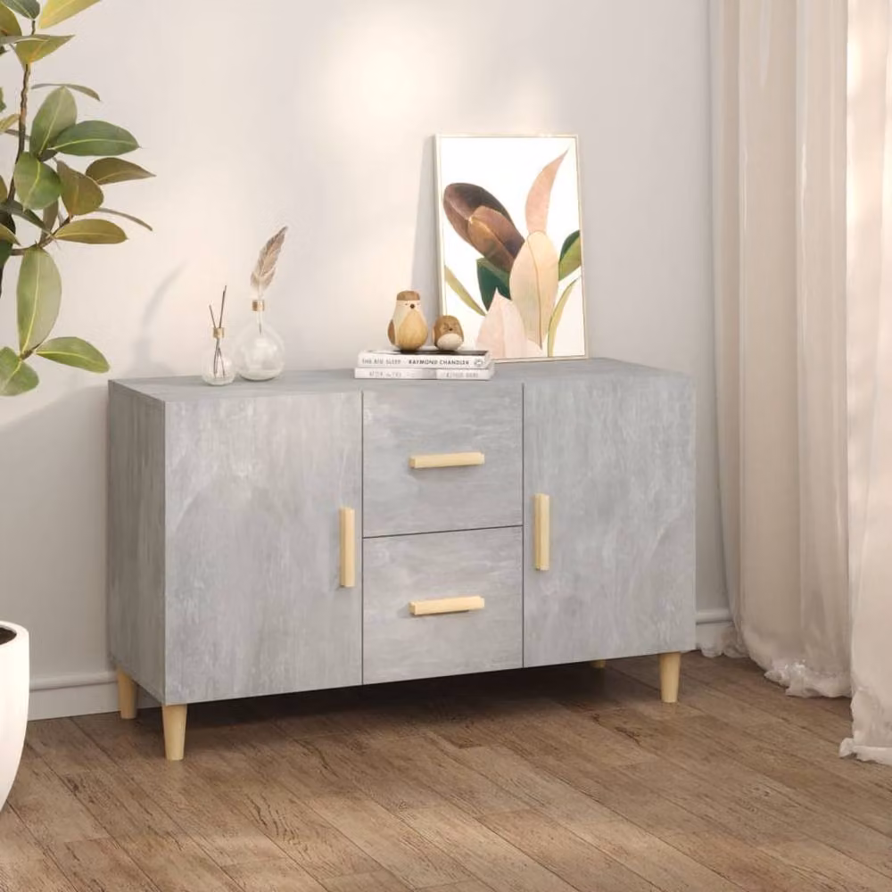 Berkfield Home Sideboard in Concrete Grey, W/D/H: 100 x 36 x 60 cm – 2
