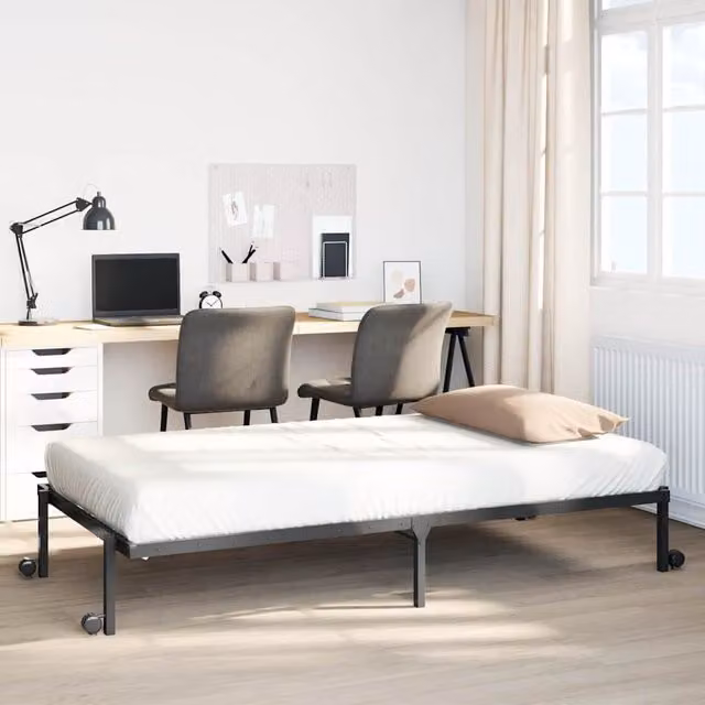Berkfield Home Foldable Metal Bed Frame in Black, W/D/H: 90 x 190 cm