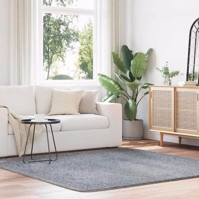 Berkfield Home NAVARRA Shaggy High Pile Rug, Silver Grey, W/D: 200 x 200 cm – 1