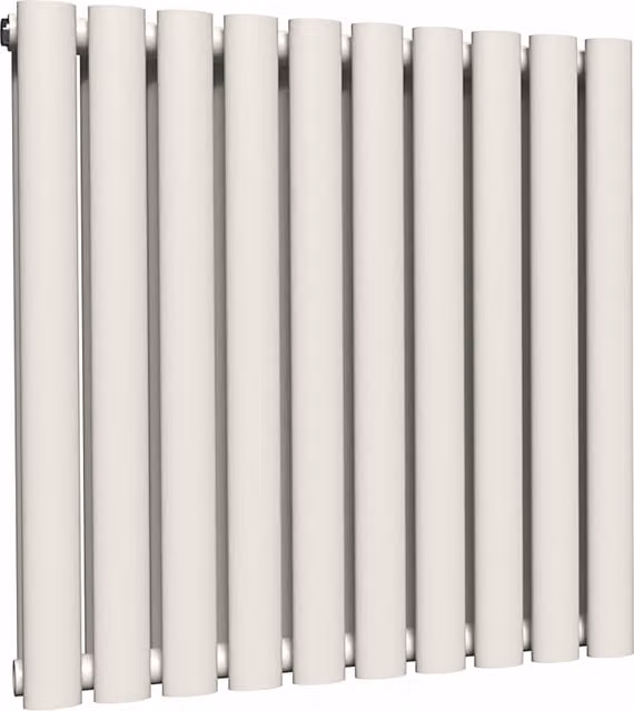 Lux Heat Oval Horizontal Double Radiator in Antique White, W: 60.0 cm, H: 54.0 cm, D: 8.5 cm