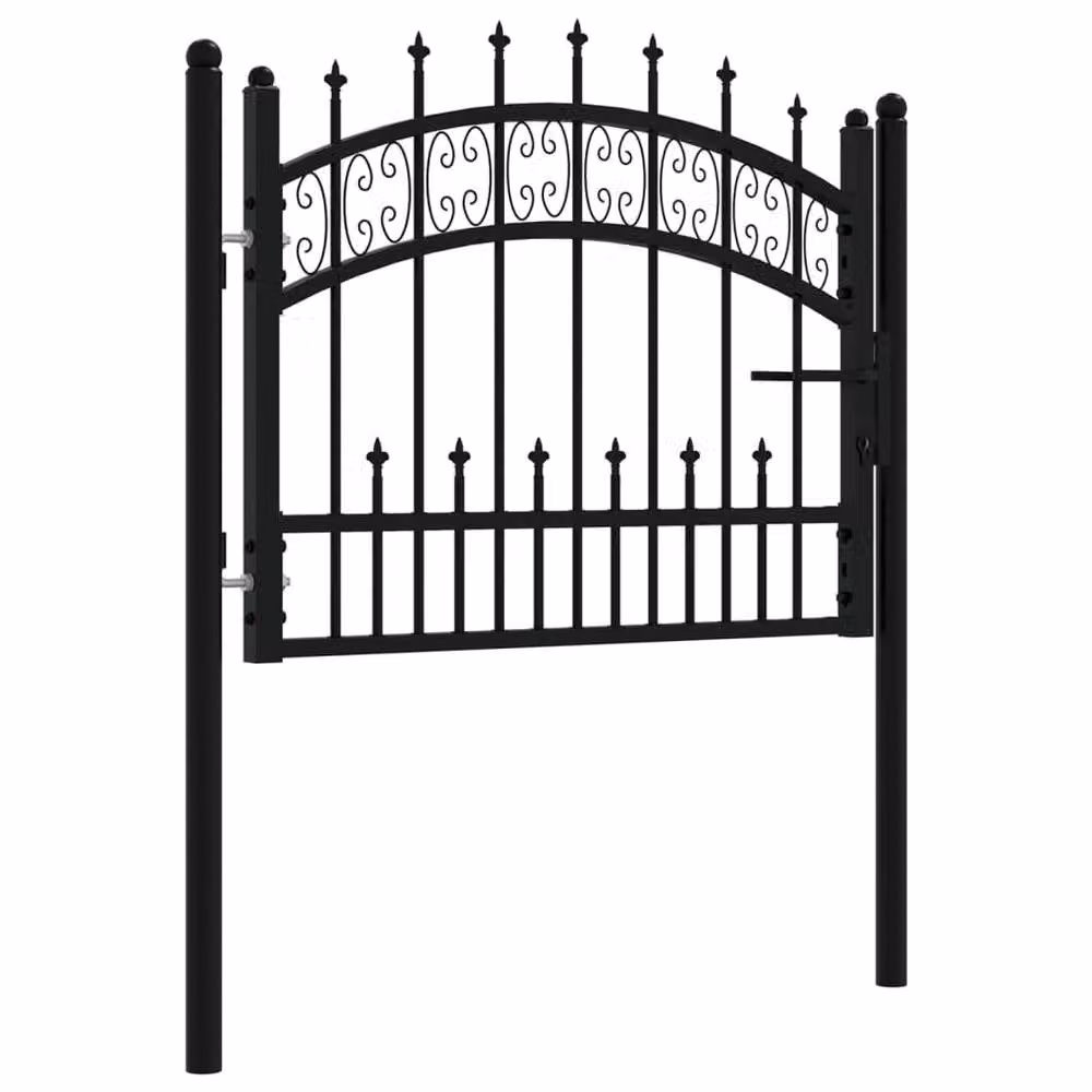 Berkfield Home Spear Top Fence Gate, Black Powder-coated Steel, W: 103 cm, H: 120 cm – 3