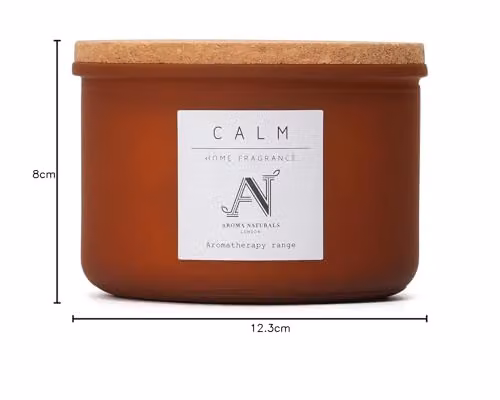 Aroma Naturals Calm Scented Candle with Cardamon, Ginger and Lavender in a Brown Glass Jar with Cork Lid, 470g – 2