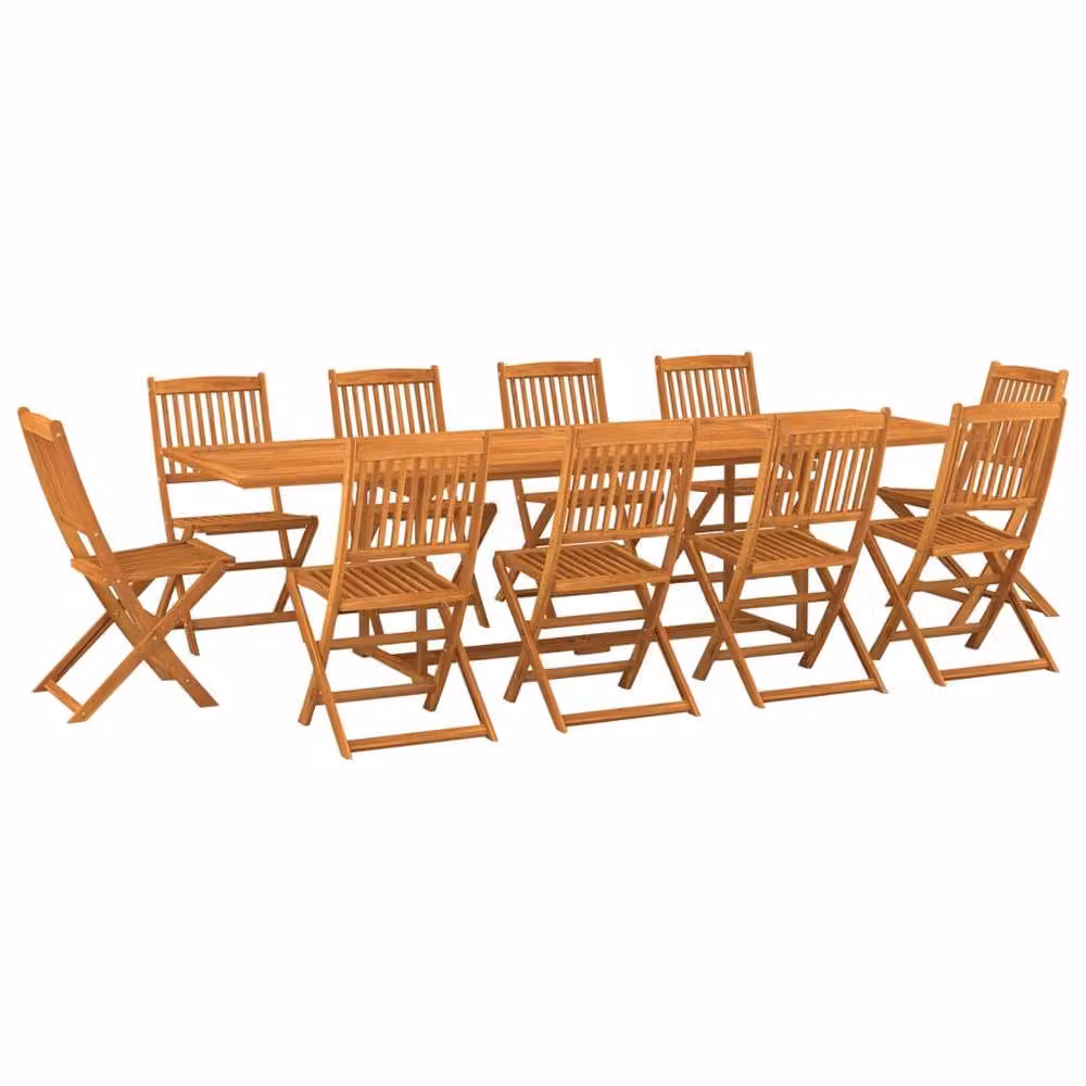 Berkfield Home 11 Piece Rustic Garden Dining Set in Brown Oiled Solid Acacia Wood – 2