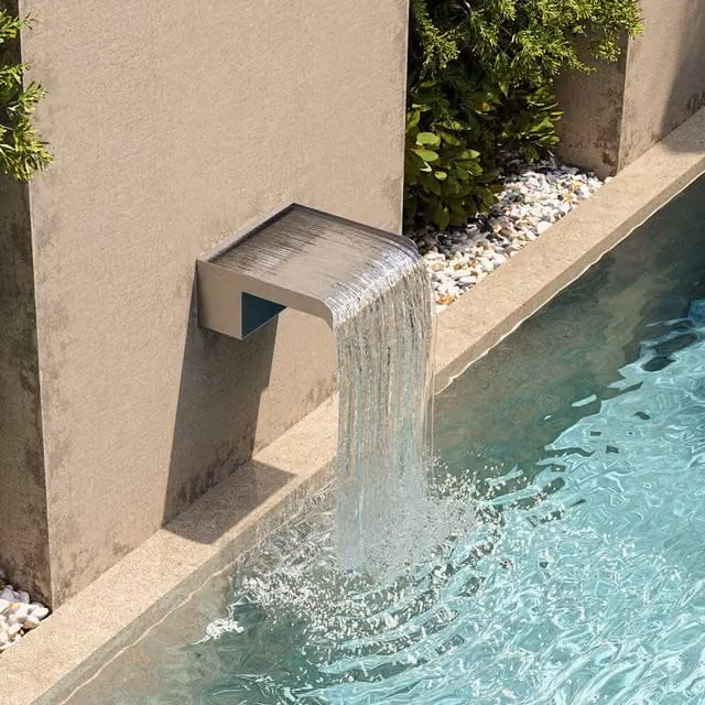 Livingandhome Stainless Steel Garden Waterfall Spout Cascade Connector, Silver, Width: 20 cm
