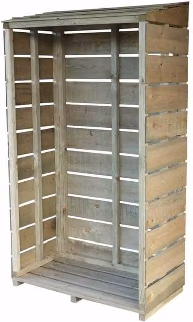 Shires Sawn Tall Wall Pressure Treated Log Store in Light Brown, W/D/H: 86.8 x 44.0 x 156.5 cm – 1