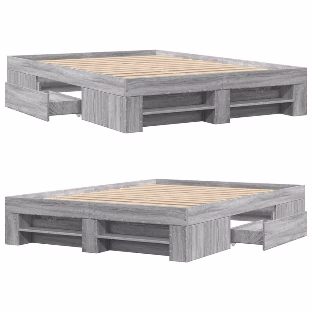 Berkfield Home Sonoma Bed Frame with Drawers, Grey, W/D/H: 140 x 190 cm, Engineered Wood – 4