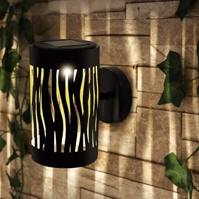 Betley Butterfly Wave Wall-Mounted Solar LED Light in Black