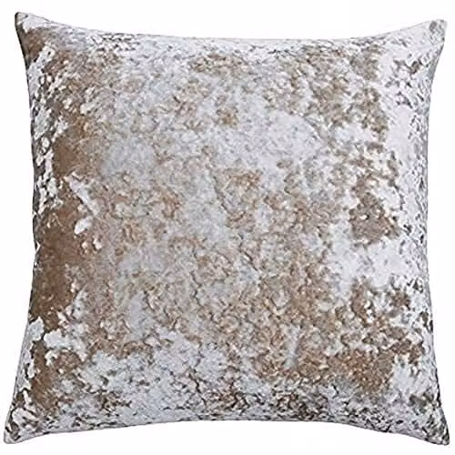 Paoletti Verona Crushed Velvet Square Polyester Filled Cushion in Beige, W/D/H: 55 x 55 x 55 cm – 1