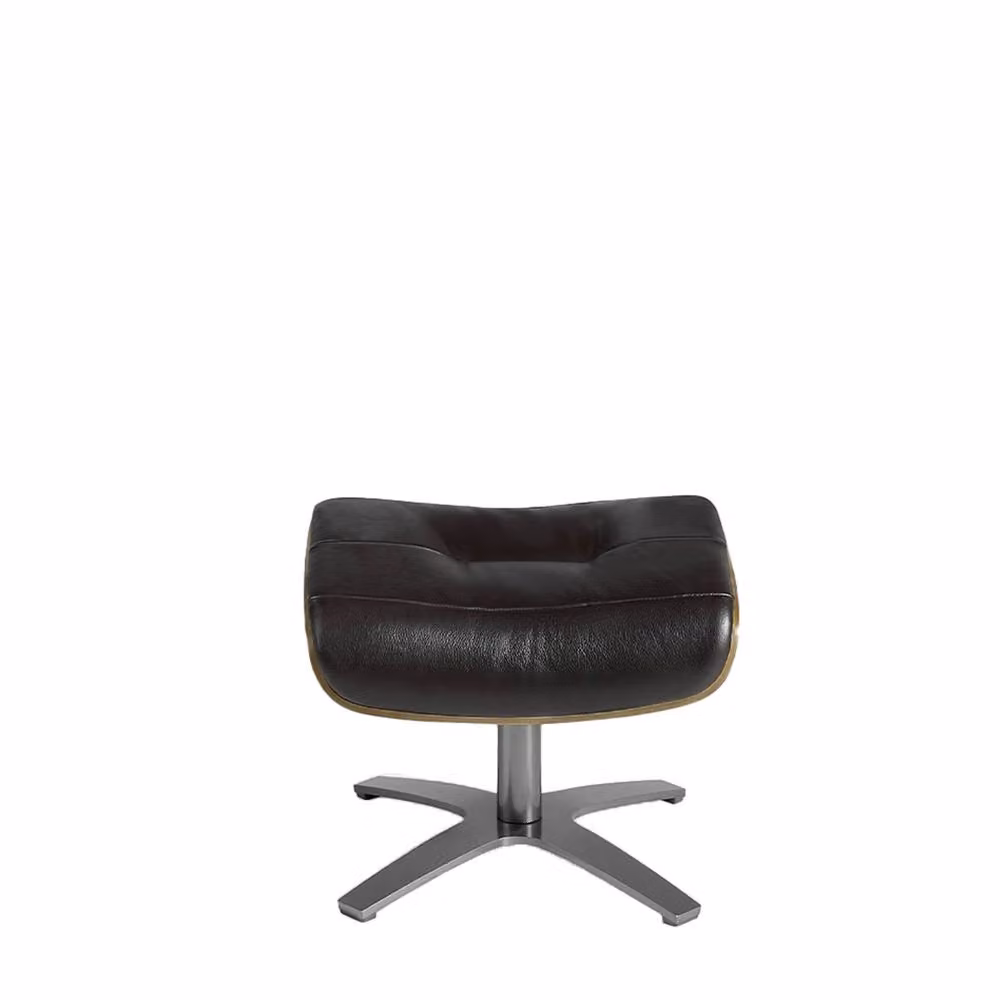 Angel Cerda Chocolate Brown Cowhide Leather Ottoman, W: 52 cm, D: 42 cm, H: 39 cm – 2