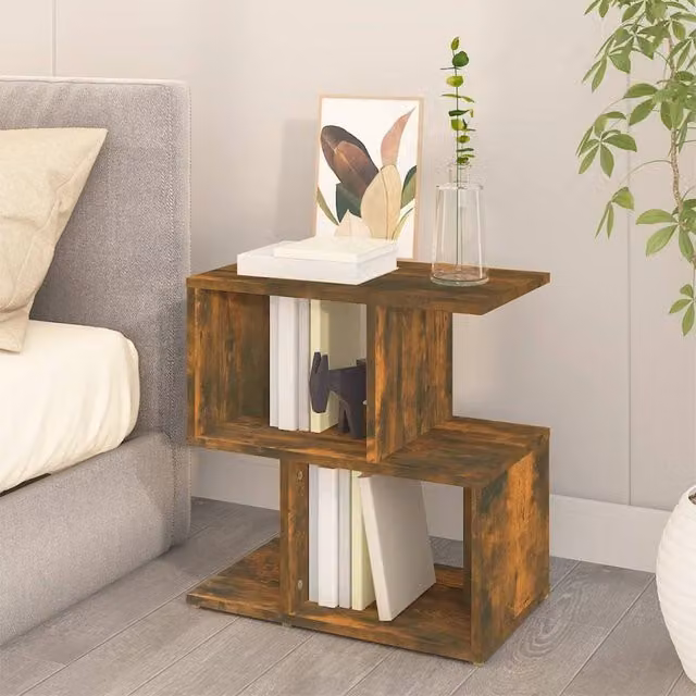 Berkfield Home Modern Bedside Cabinets, 2 Piece Set in Smoked Oak Brown, W: 50 cm, D: 30 cm, H: 51.5 cm – 1