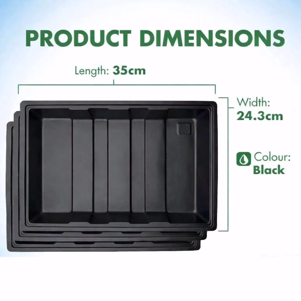 NESTLUNE Set of 5 Black Multipurpose Plastic Garden Seed Trays and Planter Pots – 6