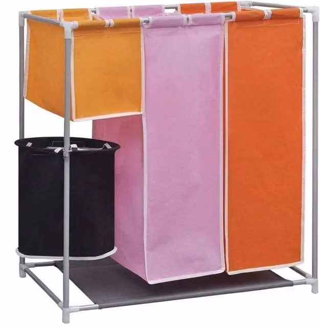FLAVORA 3-Section Laundry Sorter Hamper with Washing Bin, Orange