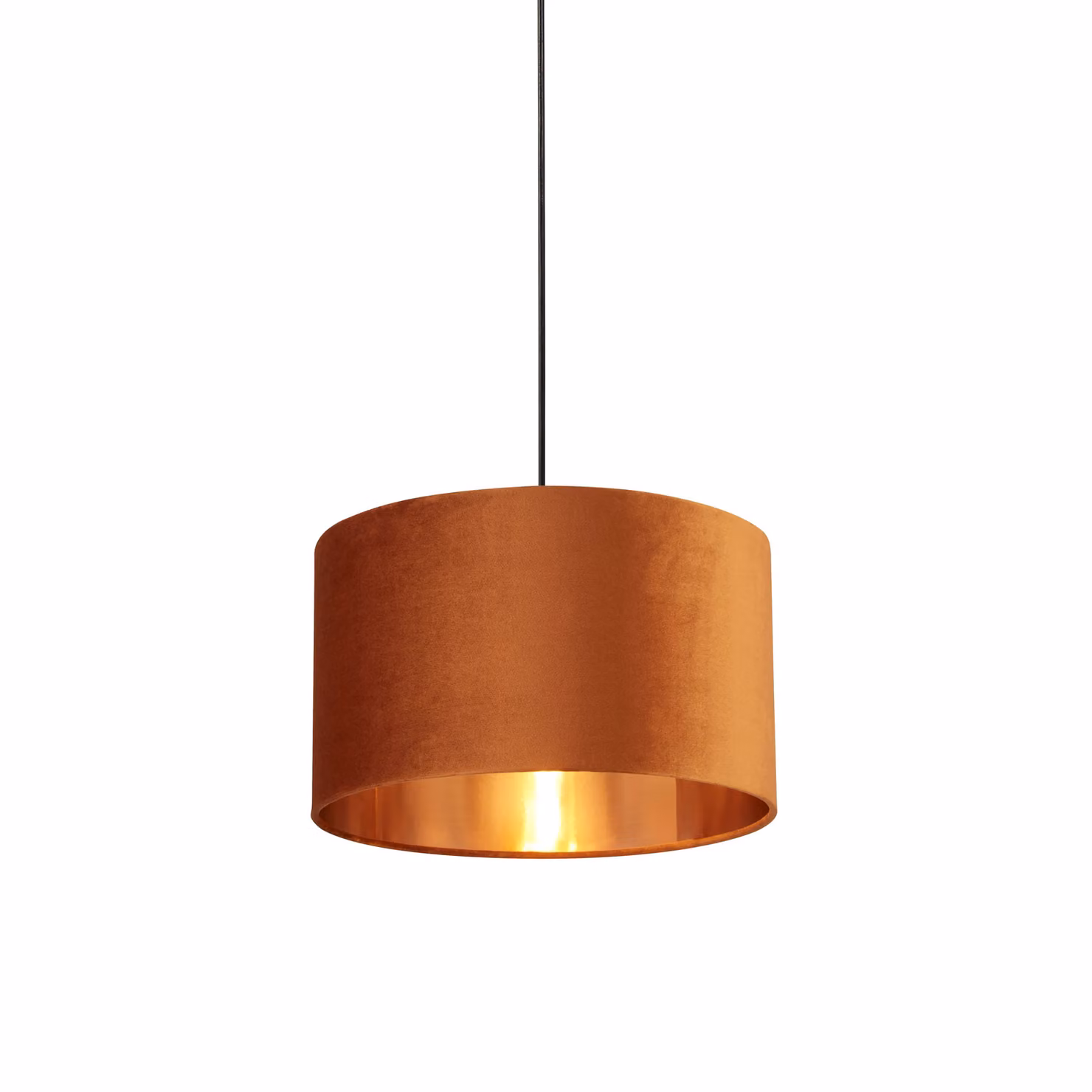 Lighting Collection Burnt Orange Velvet Drum Lamp Shade with Copper Inner, Diameter: 40 cm – 2