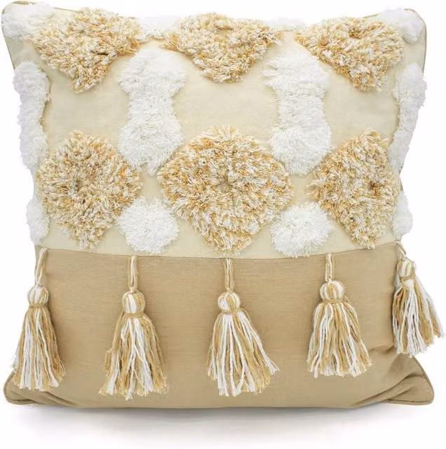 Intimates Alta Tufted Filled Square Cushion in Beige, 43 x 43 cm
