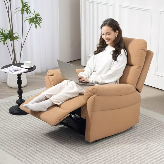 HOMCOM Manual Recliner Armchair in Brown with Microfibre Fabric and Spring Core Cushion