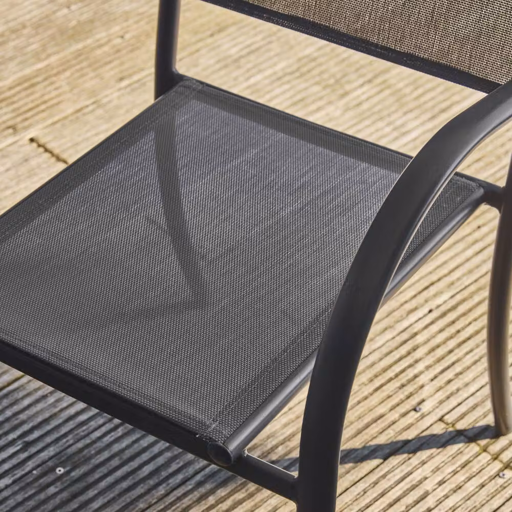 sweeek Set of 4 Modern Aluminium Garden Chairs in Grey – 2