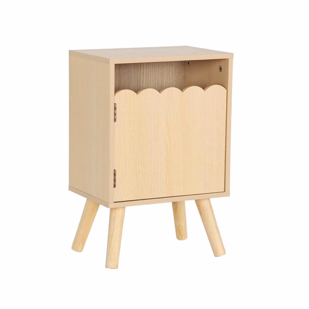 sweeek Children's Scandinavian Style Bedside Table with One Door in Brown – 2