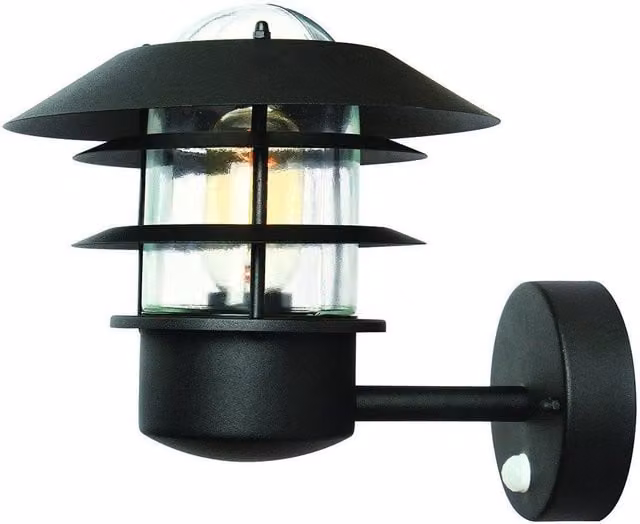 Netlighting Helsingor Black Coastal Outdoor Wall Lantern with PIR Motion Sensor, IP44, E27 – 1