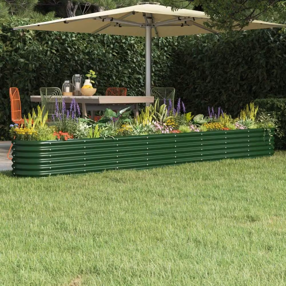 Berkfield Home Garden Raised Bed in Green Powder-coated Steel, W/D/H: 332 x 40 x 36 cm – 2