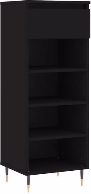 Berkfield Home Modern Black Shoe Cabinet with Internal Shelves and Drawers, W/D/H: 40 x 36 x 105 cm
