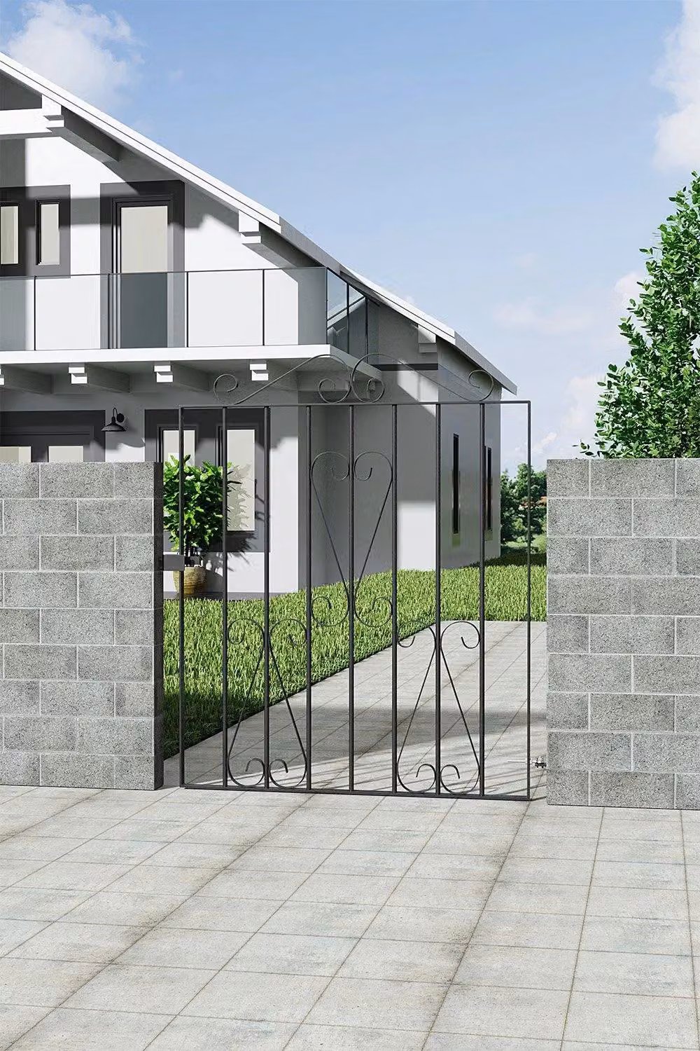 Garden Sanctuary Modern Metal Rectangular Single Swing Garden Gate in Black, W: 85 cm, H: 104 cm – 2