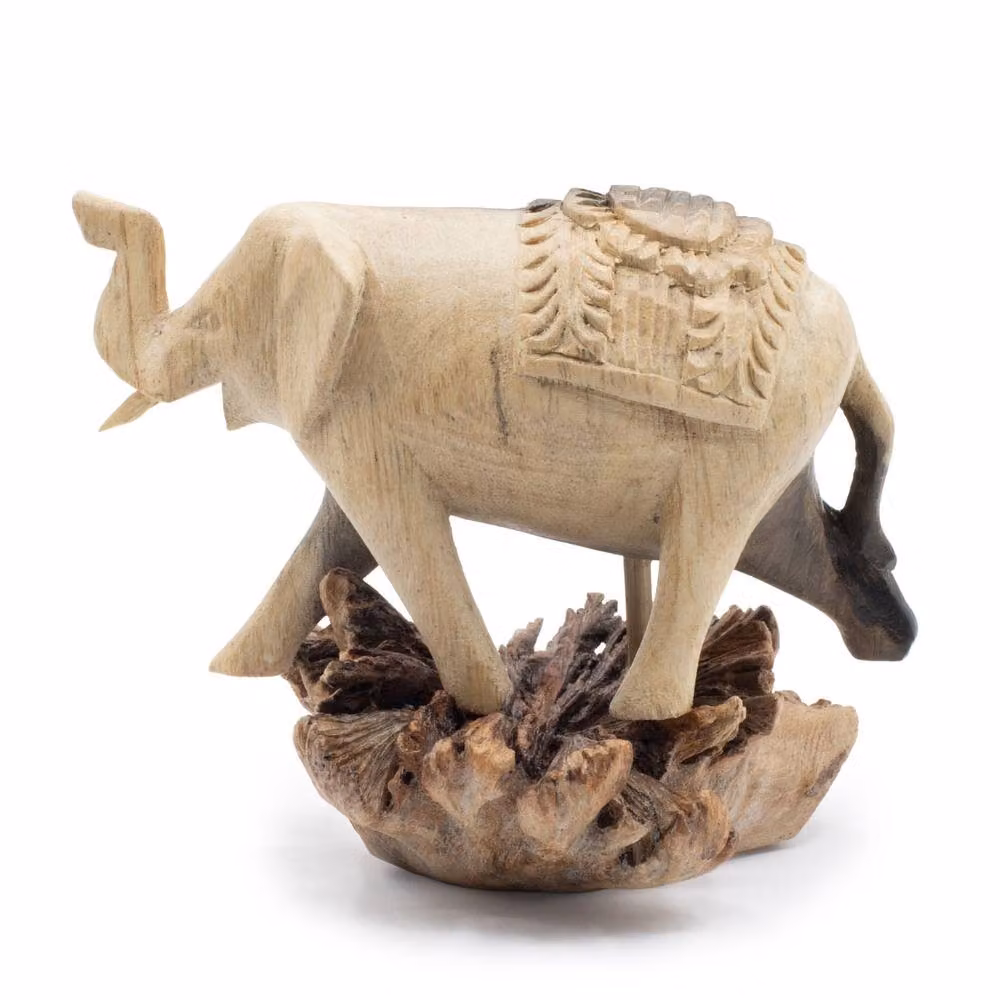 Serenityy Handmade Wooden Elephant Ornament in Natural Brown – 2