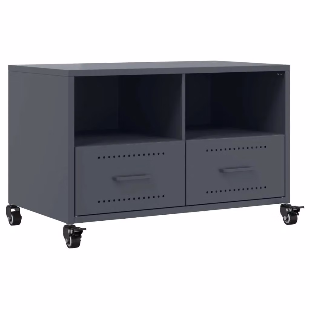 Berkfield Home TV Cabinet in Anthracite and Black Metal, W: 68 cm, D: 39 cm, H: 43.5 cm – 2