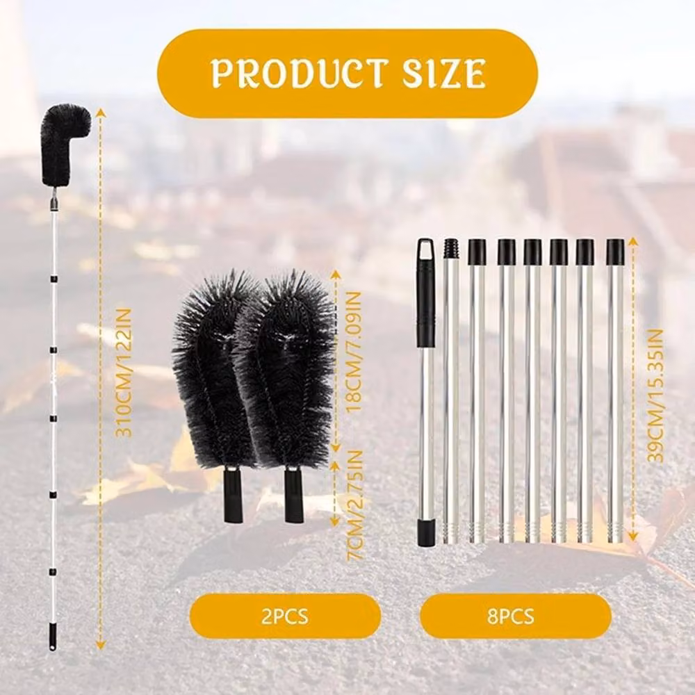 Kelvenix Gutter Cleaning Brush with Telescopic Steel Handle, Black – 2
