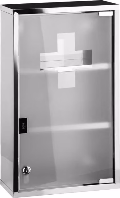 Orsina Tall Medicine Cabinet in Silver with Transparent Glass Doors – 1