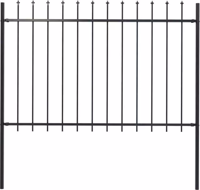 Berkfield Home Spear Top Steel Garden Fence, Black, W/H: 120 x 120 cm