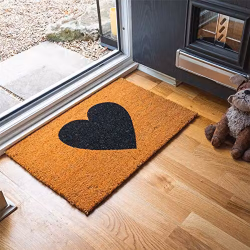 Nicola Spring Coir Door Mat with Black Heart Design, W/D: 60 x 40 cm – 3