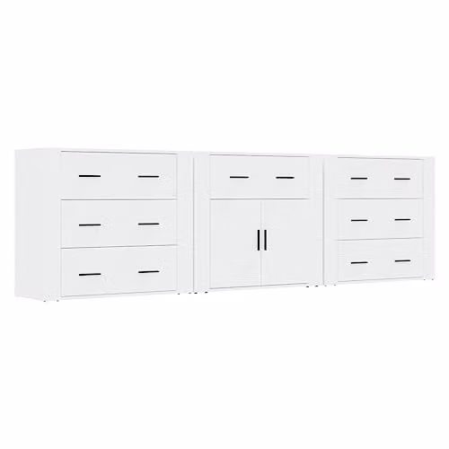 vidaXL Set of 3 White Engineered Wood Sideboards – 1